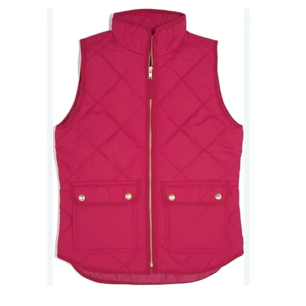 J.Crew Women's Quilted Puffer Vest‎ Medium Pink Casual Sleeveless